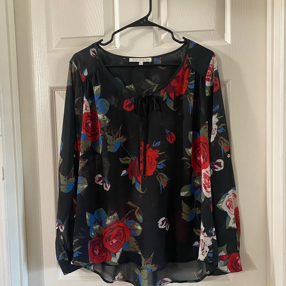 DANIEL RAINN Floral Blouse/See-Through Sz L. - Picture 2 of 11